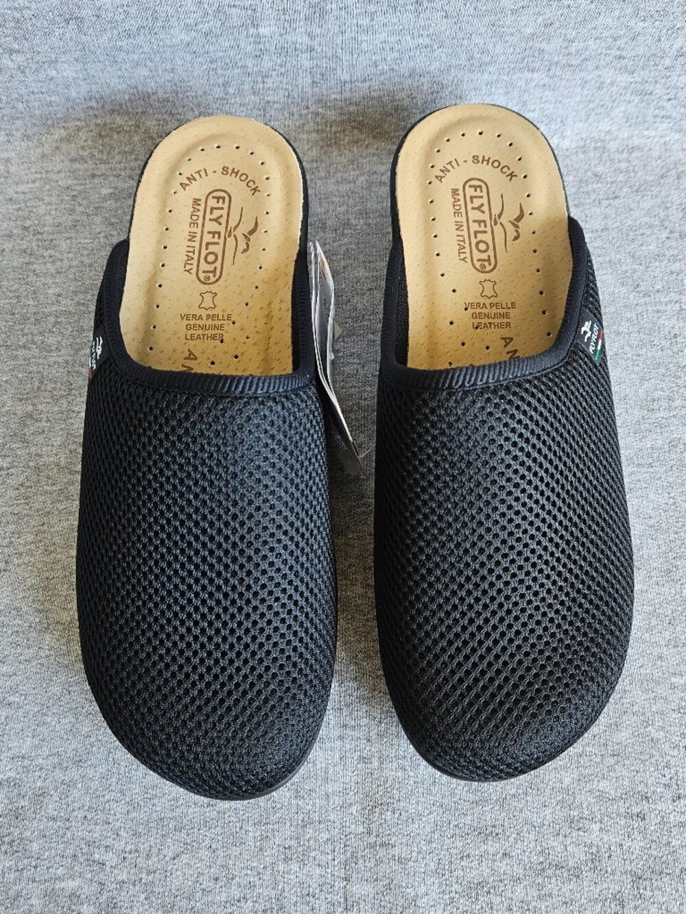 FLY FLOT Shoes Women’s Black Wedge Comfort Clogs Made in Italy Size 38 (7.5)
